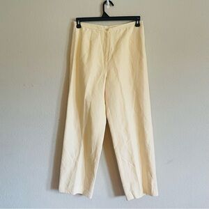 Casual Corner woman's coastal yellow linen pants size 10 old money cropped